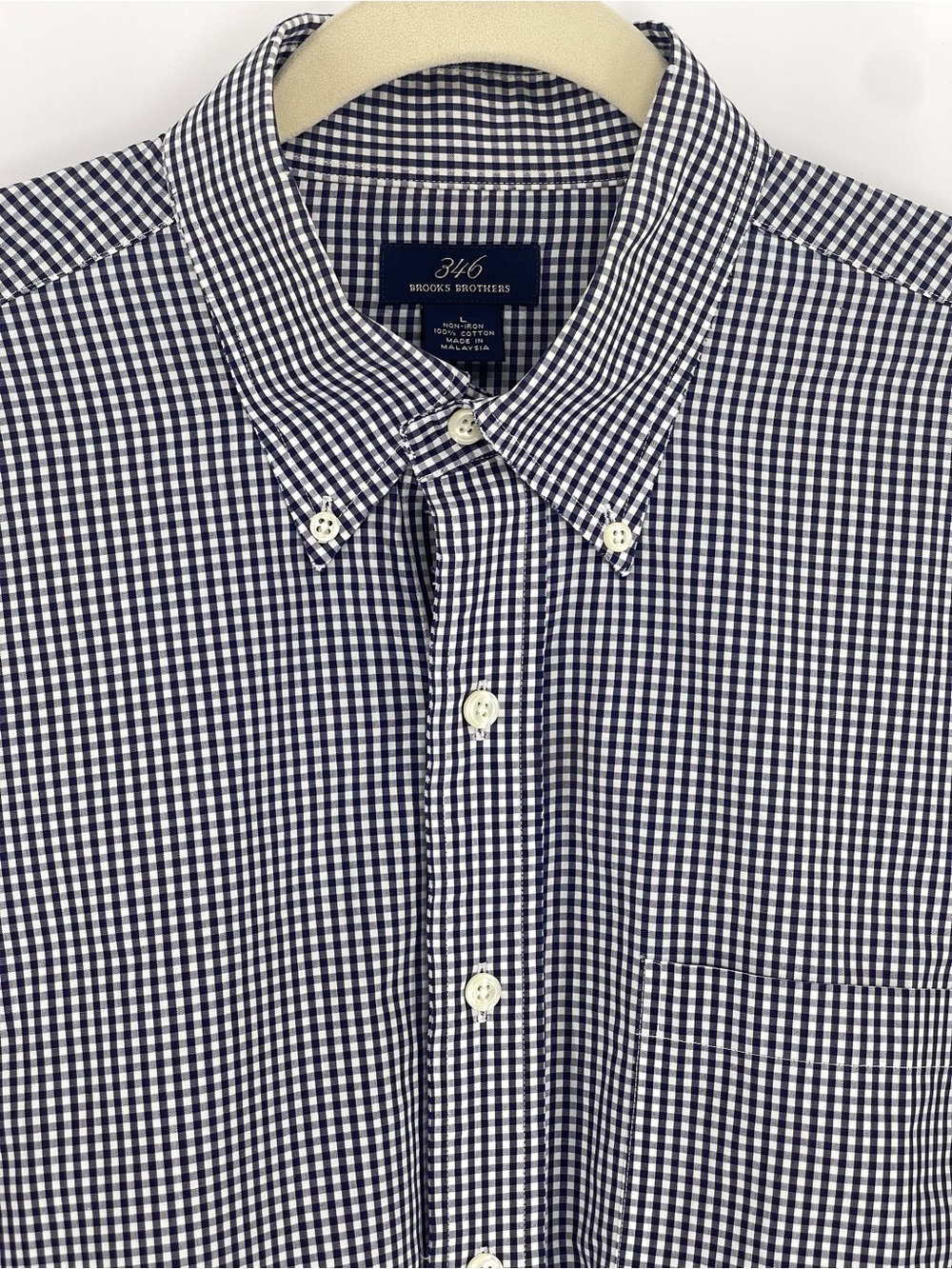 Brooks Brothers Navy and White Gingham Button-Down Shirt